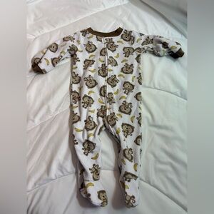 Adorable Monkey Print Kids Pajamas Sleep Sack size 6 months- very warm and cozy